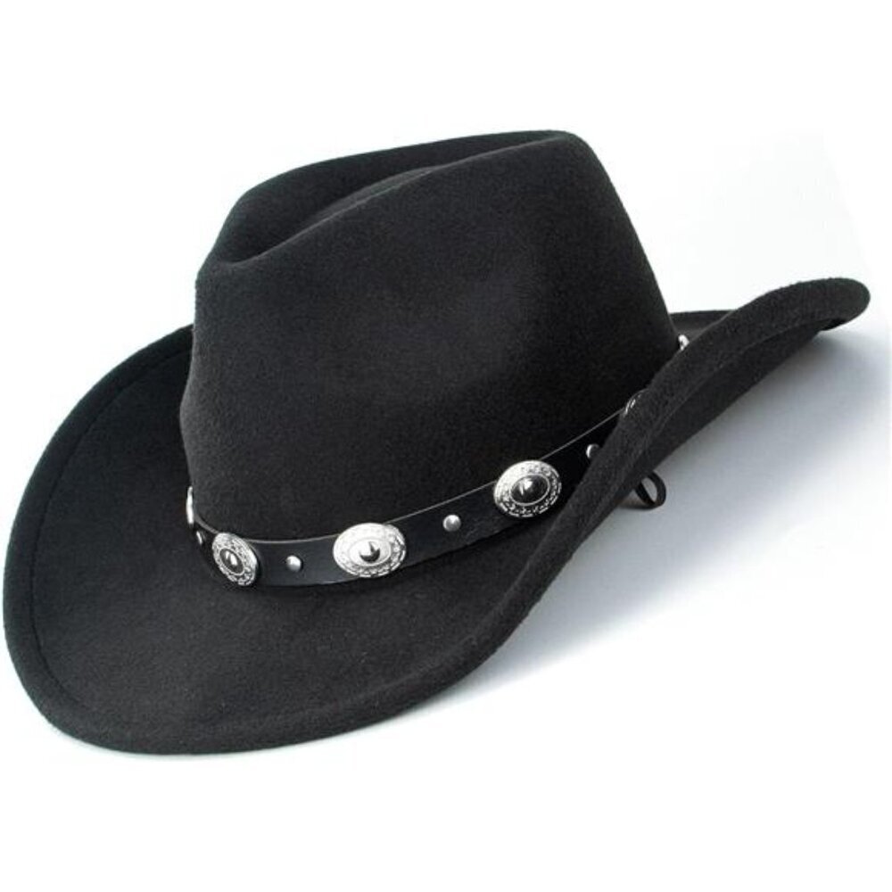 Western Cowboy Fedora Hat for Women & Men Classic Wide Brim Hat with Buckle Belt